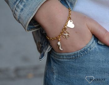 Złota zawieszka na bransoletkę typy charms w kształcie kwiatka idealnie ożywi posiadaną bransoletkę. Zapraszamy! www.zegarki-diament (4).JPG